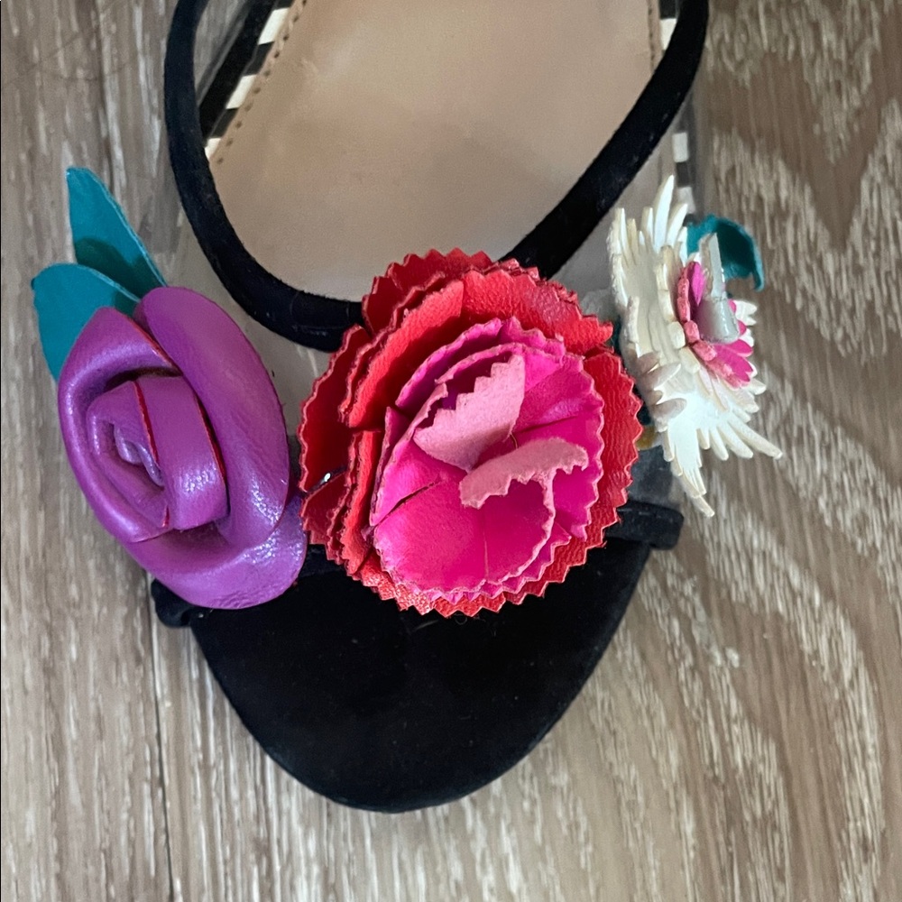Betsey Johnson Black Heels with Colorful Floral Accents - Picture 10 of 10